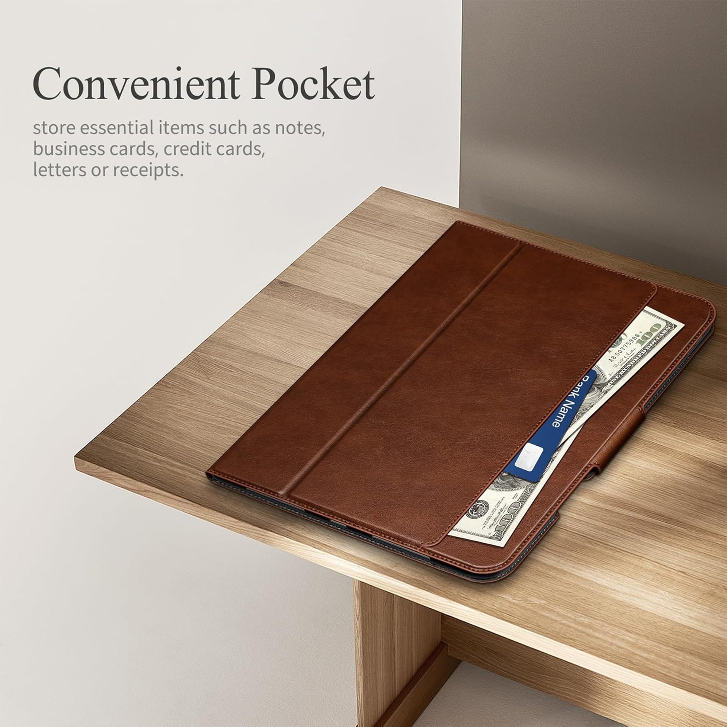 iPad Pro 11" M4 2024 Protective Case Stand Cover Pencil Holder Brown