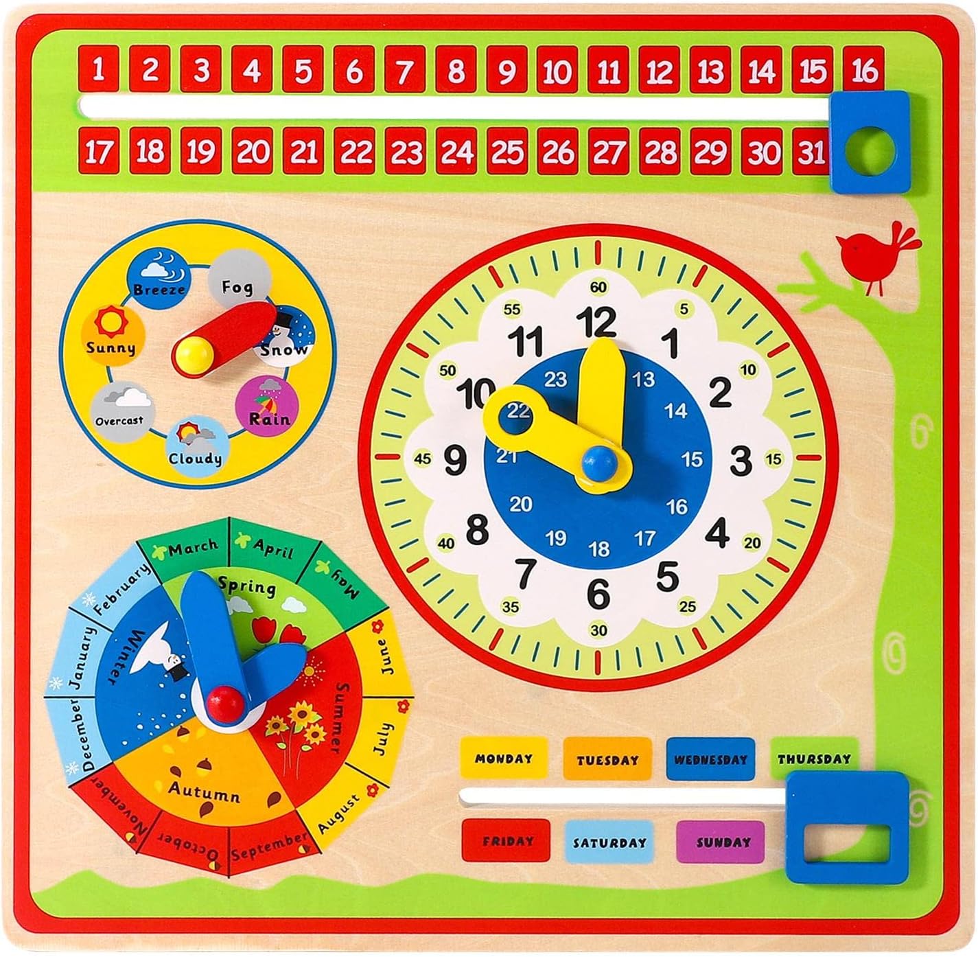 SOKA Wooden Kids Learning Calendar Weather & Time Board Montessori Toy B09MFFCW76