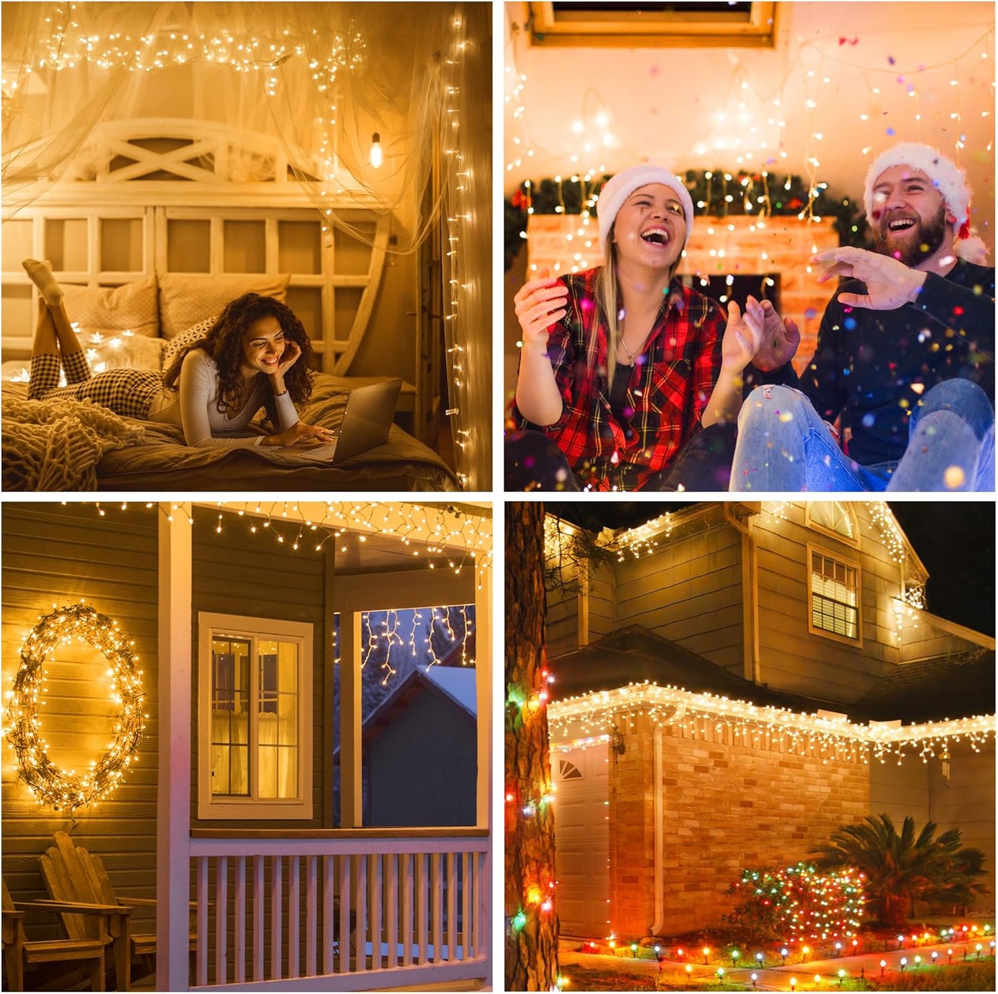 GYLEFY 20m 720 LED Warm White Outdoor Icicle Christmas Lights