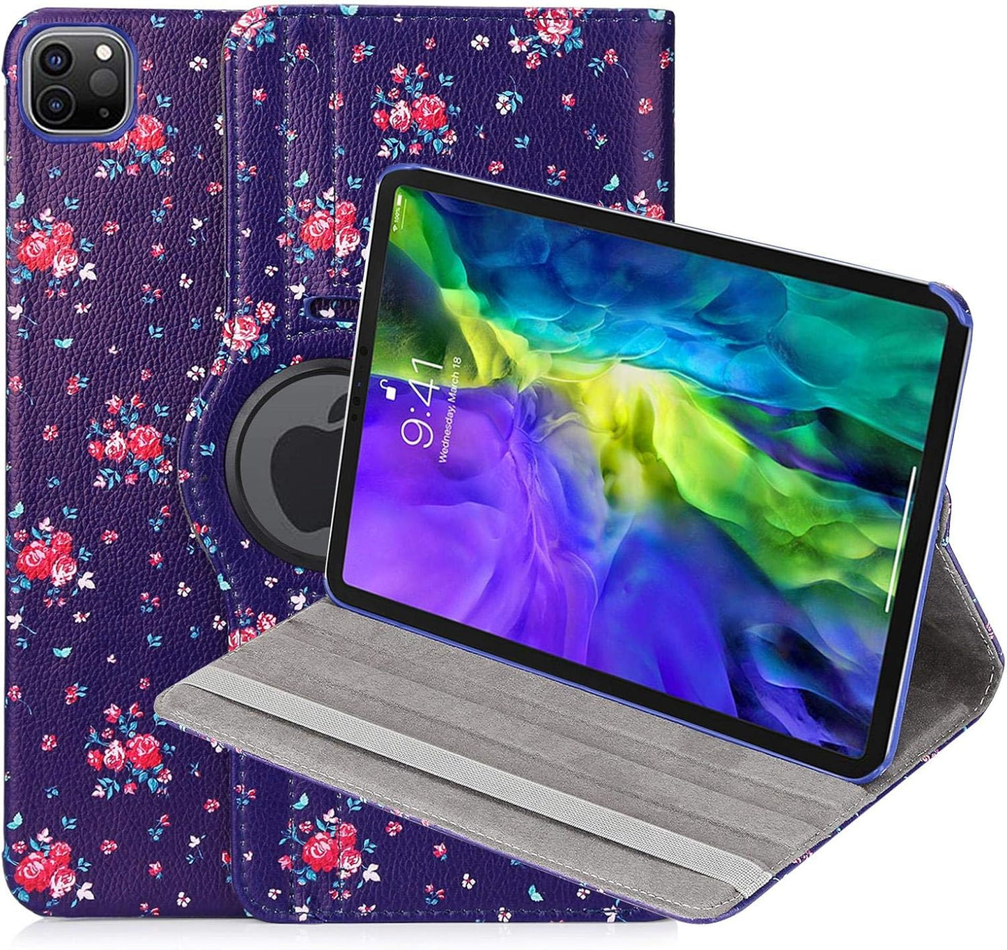 iPad Pro 11 / iPad Air 4 Floral PU Leather Folio Case Stand Cover B0897RYHPD