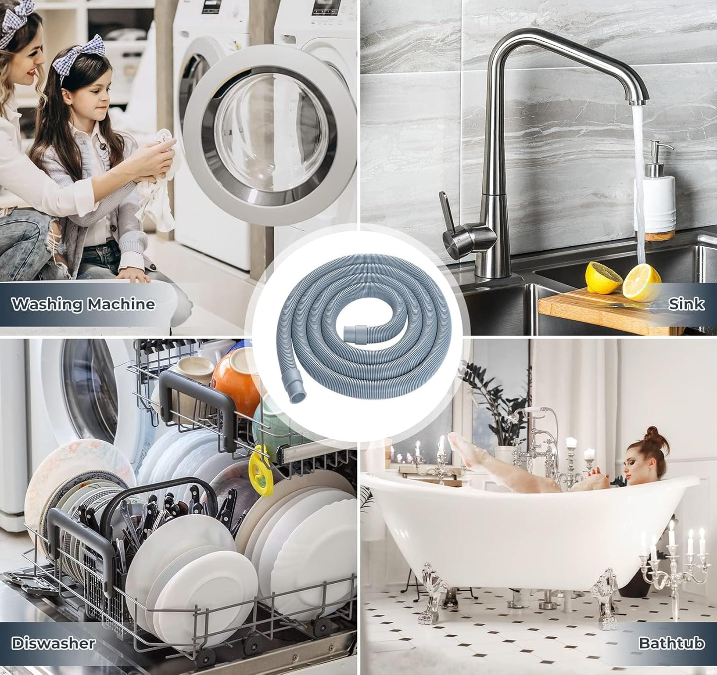 Universal Washing Machine Dishwasher Drain Hose Extension Kit 2.5m