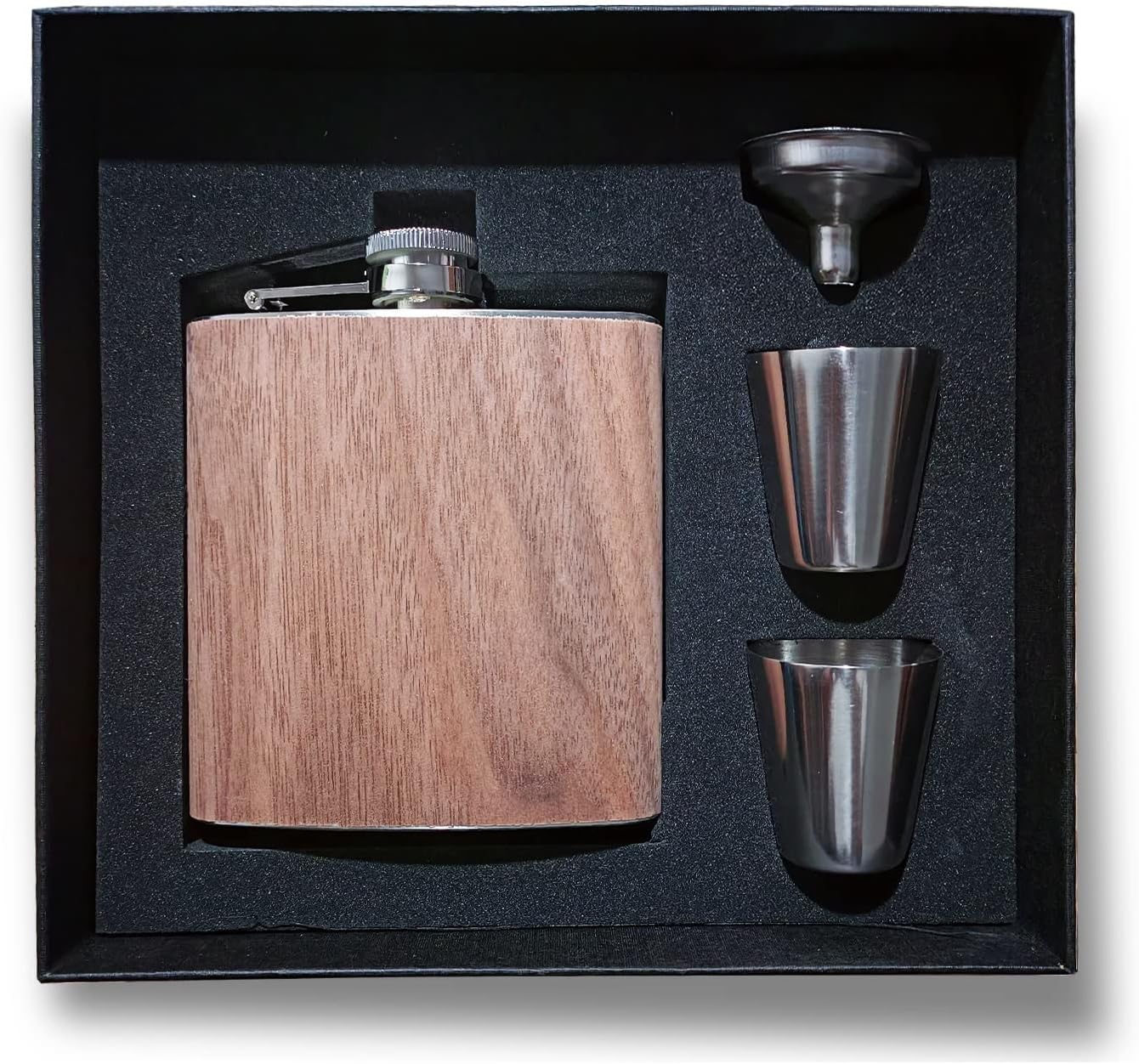 6 oz Stainless Steel Hip Flask with Elegant Walnut‑Wood Cover – Gift‑Ready