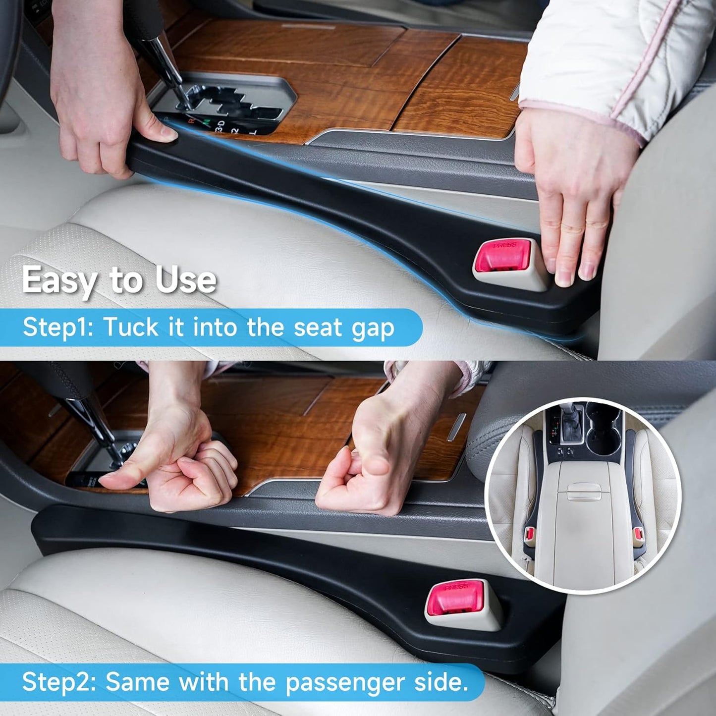 Set of 2 Universal Foam Car Seat Gap Fillers – Stops Items Dropping Between Seat & Console