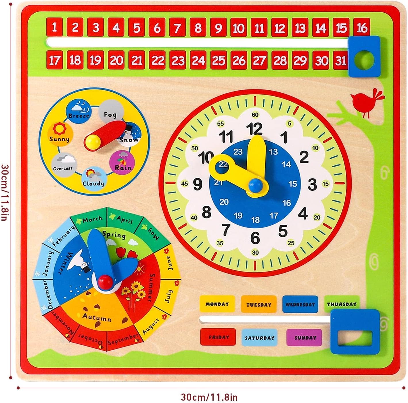 SOKA Wooden Kids Learning Calendar Weather & Time Board Montessori Toy B09MFFCW76