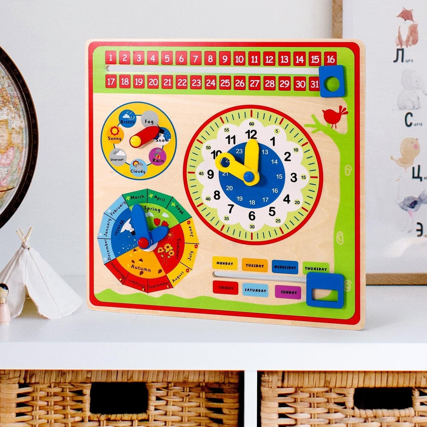 SOKA Wooden Kids Learning Calendar Weather & Time Board Montessori Toy B09MFFCW76