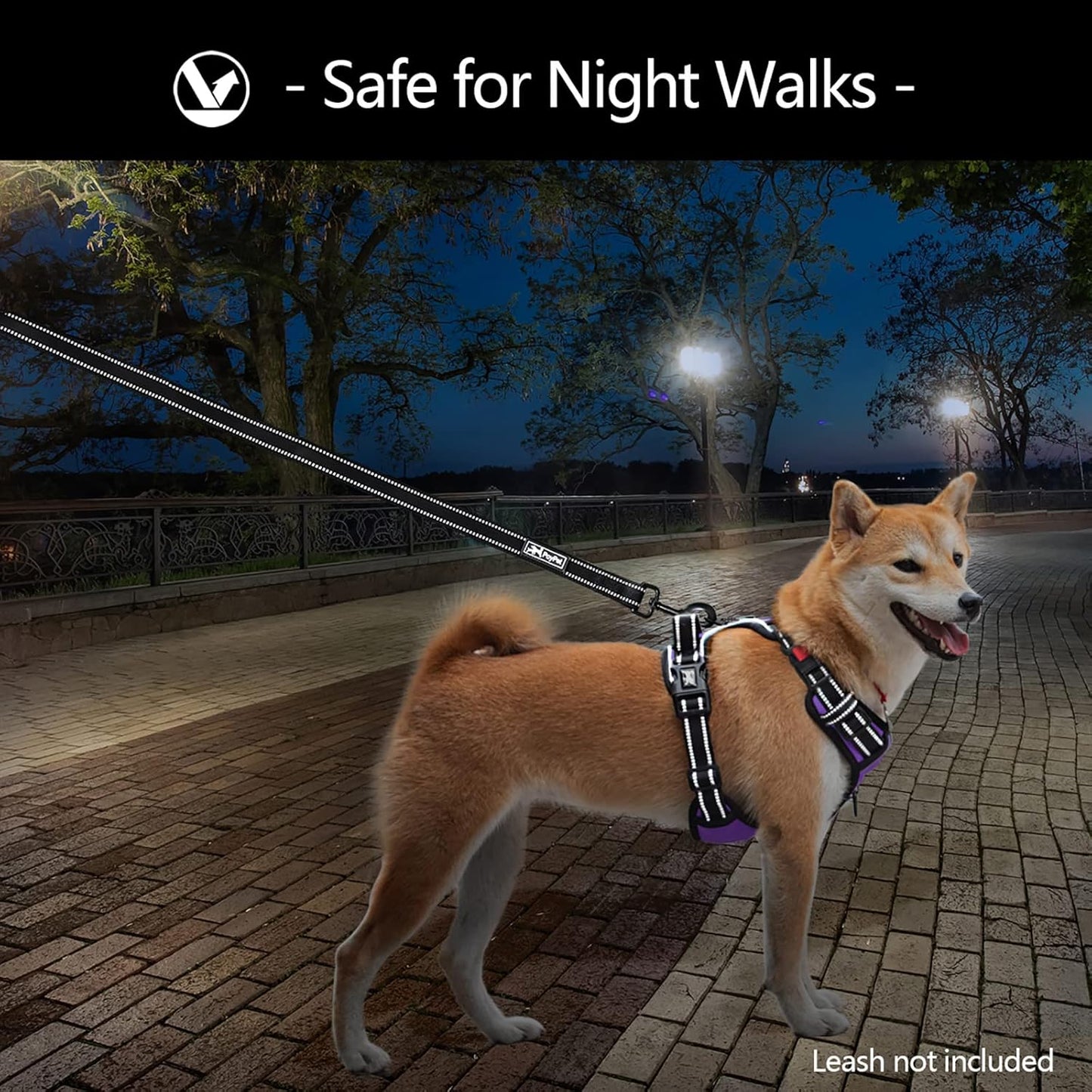 No Pull Dog Harness Reflective Adjustable Vest Purple Small