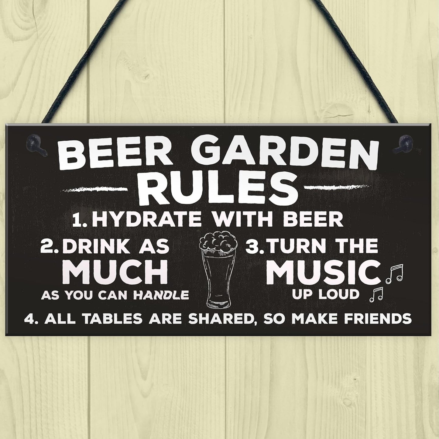 Red Ocean Beer Garden Rules Hanging Pub Shed Bar Plaque Alcohol Gift
