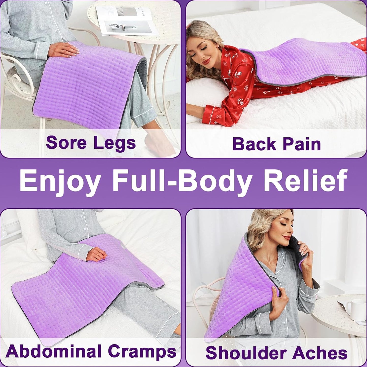 Electric Heat Pad For Back Neck Shoulder Relief 30x60cm 9 Levels Timer Flannel