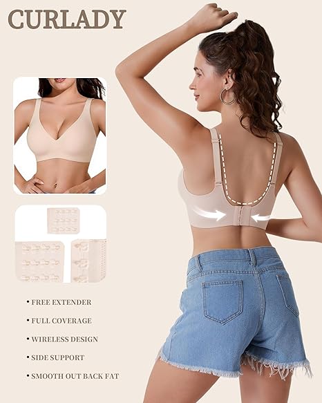 Womens Wireless Push Up Bra Full Coverage Bralette Nude Comfort