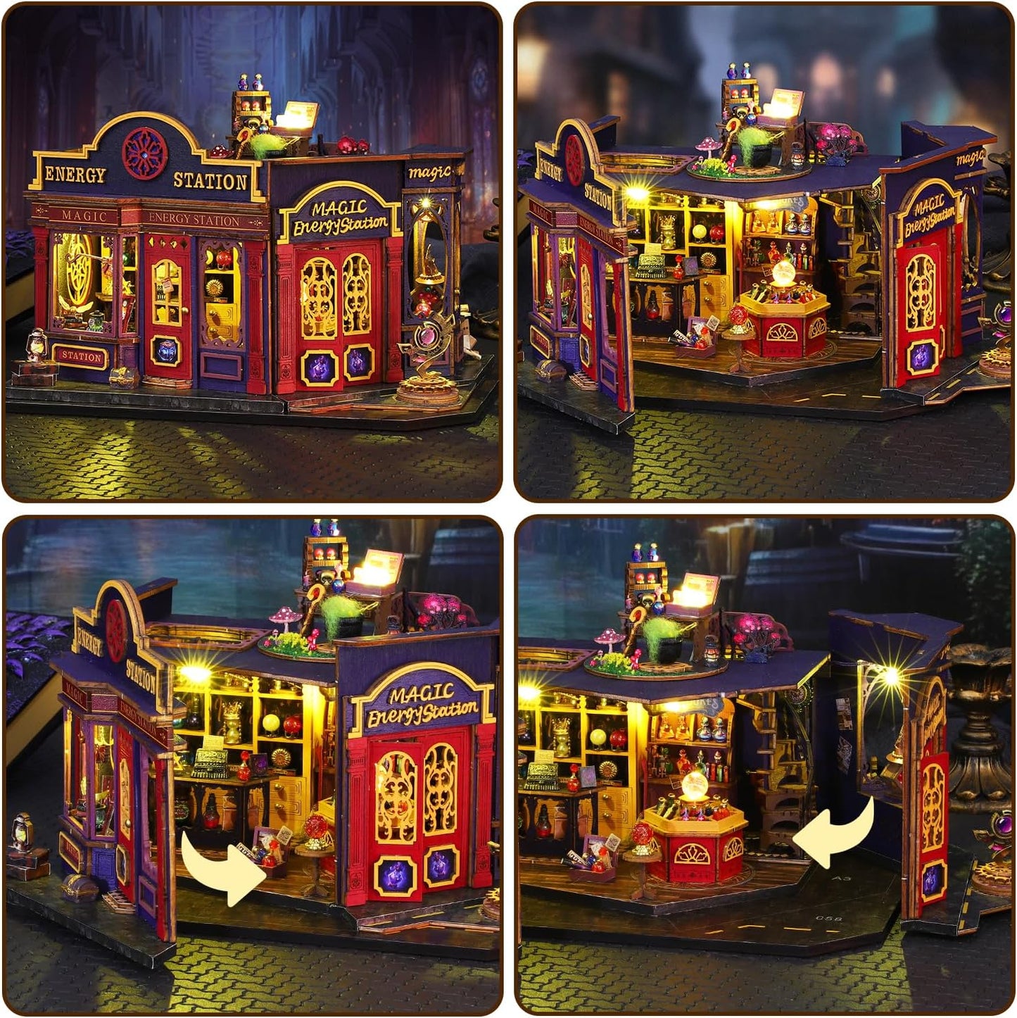 Mostop DIY Miniature Dollhouse Kit Wooden Magic LED House Craft Toy