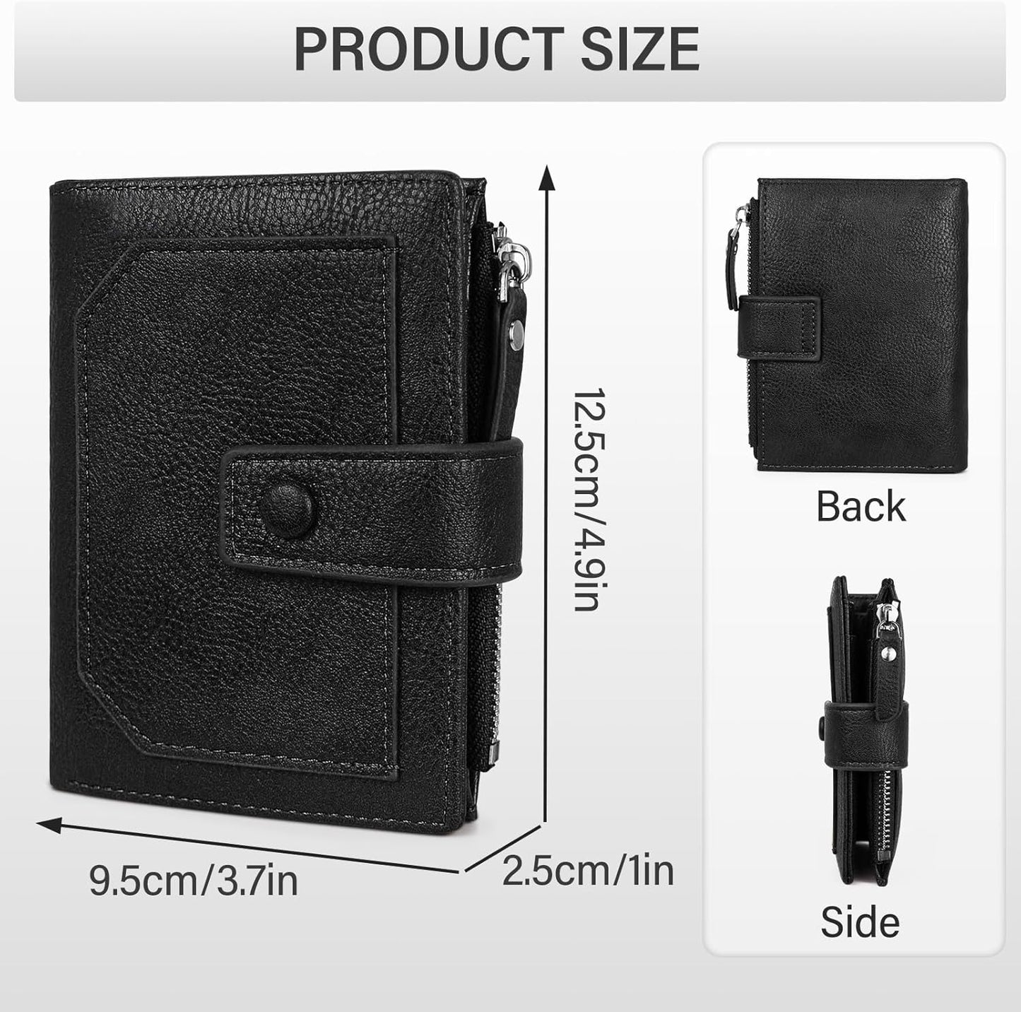 Mens Minimalist PU Leather Wallet Bifold Card Holder Zip Coin Pocket B0DPJZR5L3