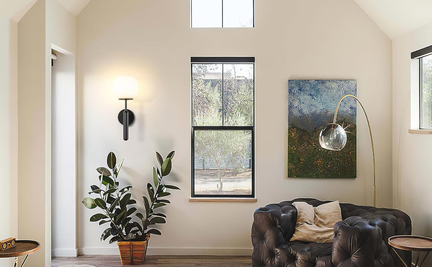 Battery Wall Sconces Set of 2 Remote Control Dimmable Glass Shade Lights