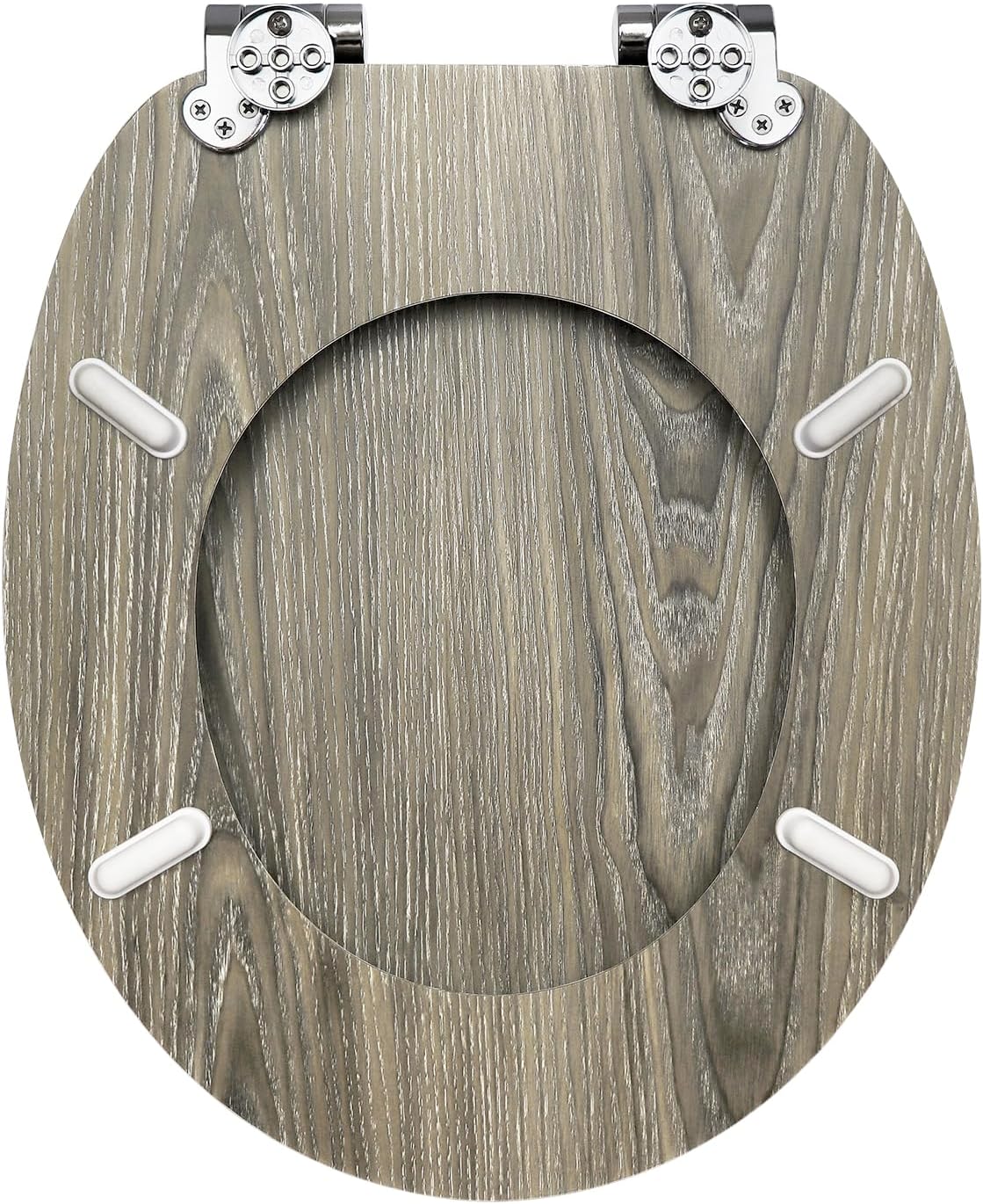 Wooden Toilet Seat Soft Close Oval MDF Adjustable Hinges Natural