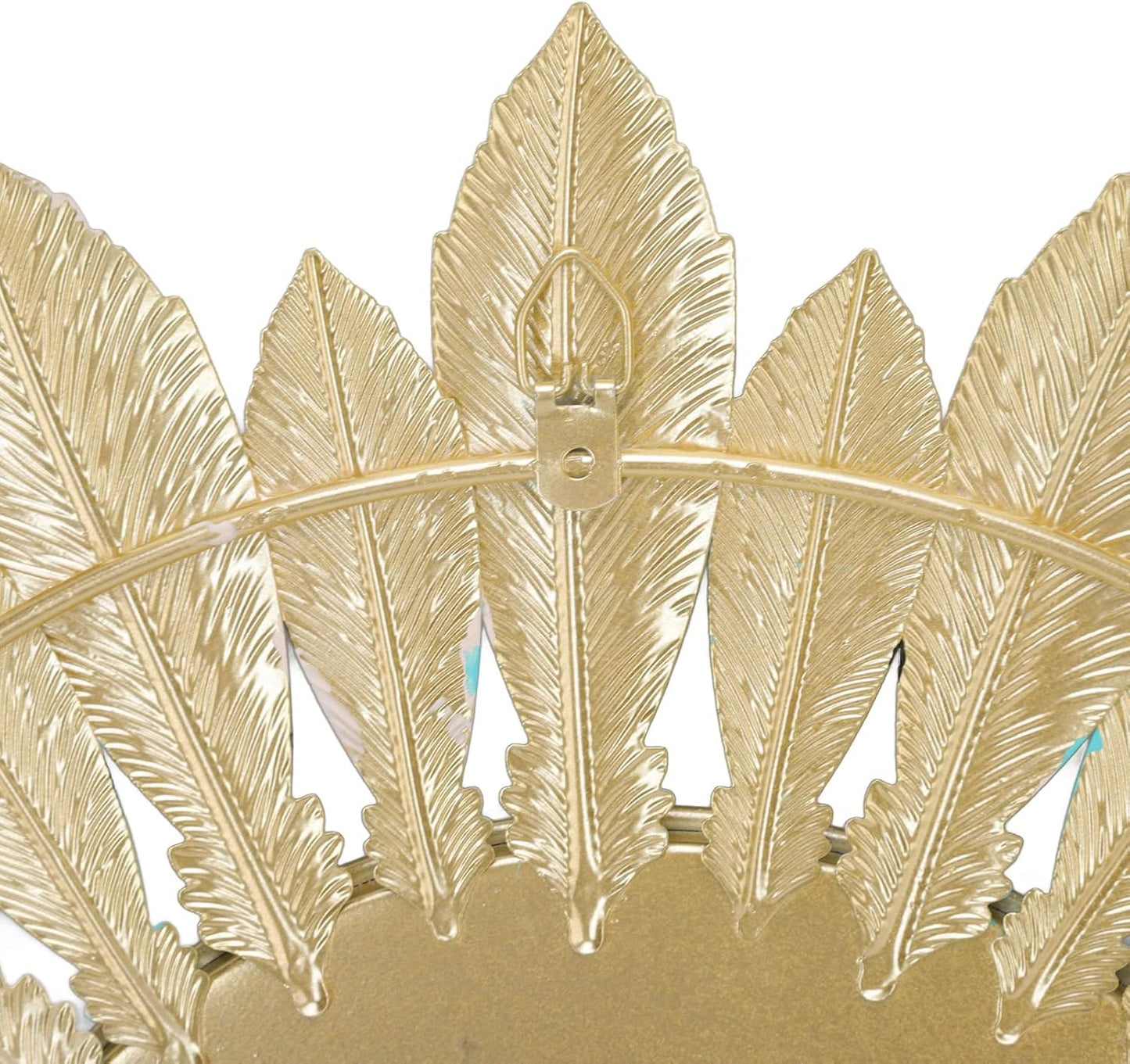 Tyenaza Boho Feather Wall Mirror Round Decorative Entryway