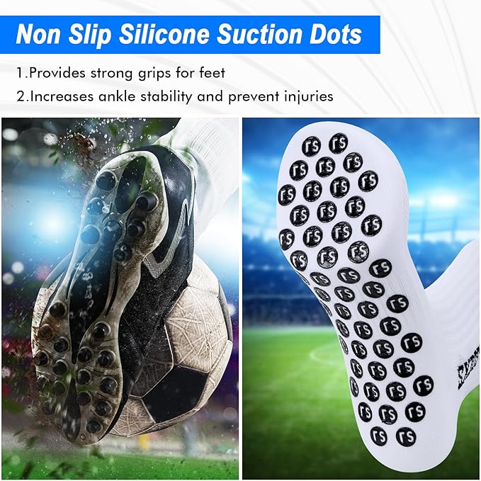Football Grip Socks Non Slip Silicone Sports Socks Breathable 3 Pairs