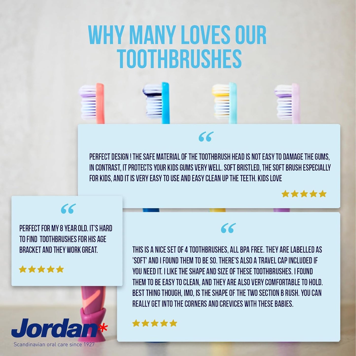 Jordan Step Kids Toothbrush 6-9 Years Soft Bristles Travel Cap Ergonomic Grip