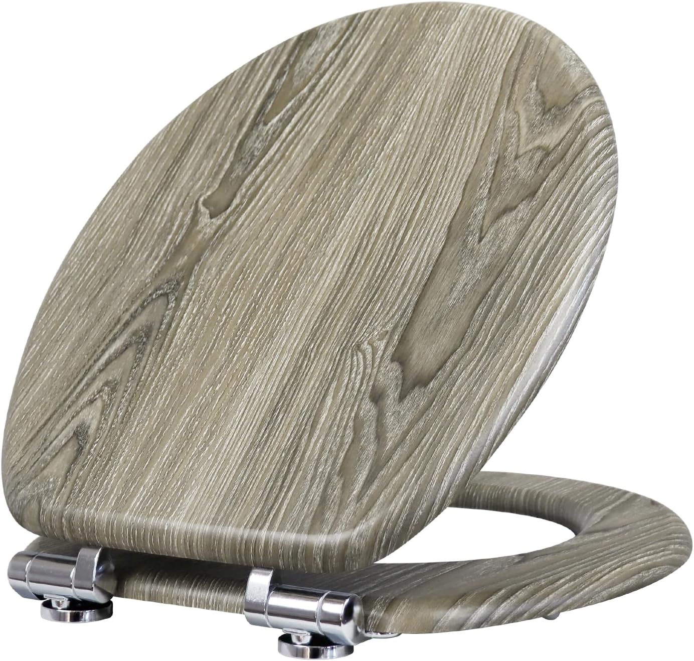 Wooden Toilet Seat Soft Close Oval MDF Adjustable Hinges Natural