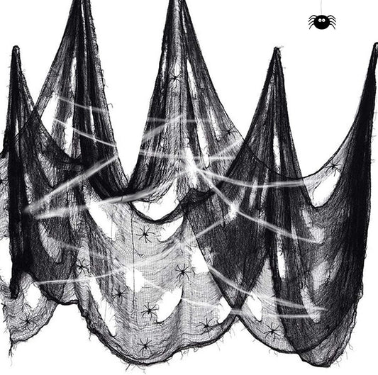 Mauts Halloween Creepy Cloth 315×39-in Black Spider Web Decoration Large Drapery