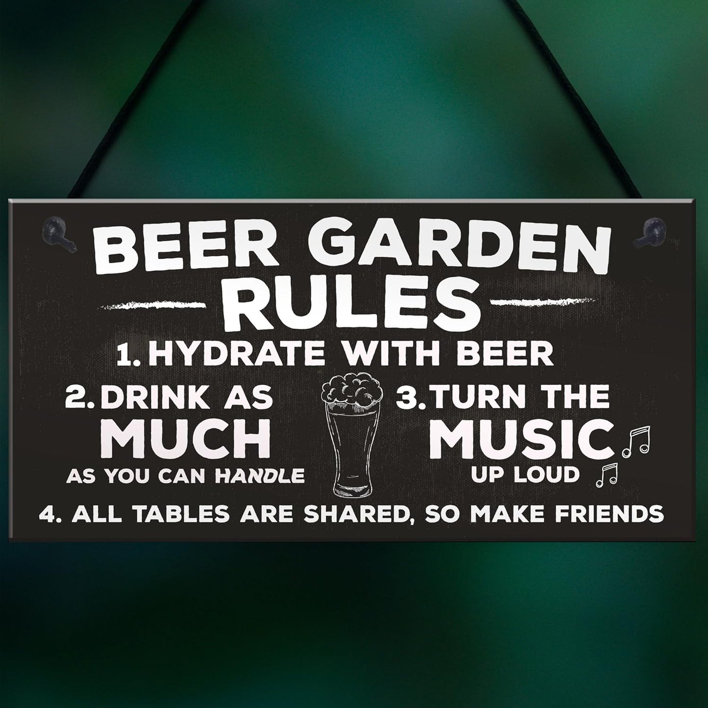 Red Ocean Beer Garden Rules Hanging Pub Shed Bar Plaque Alcohol Gift
