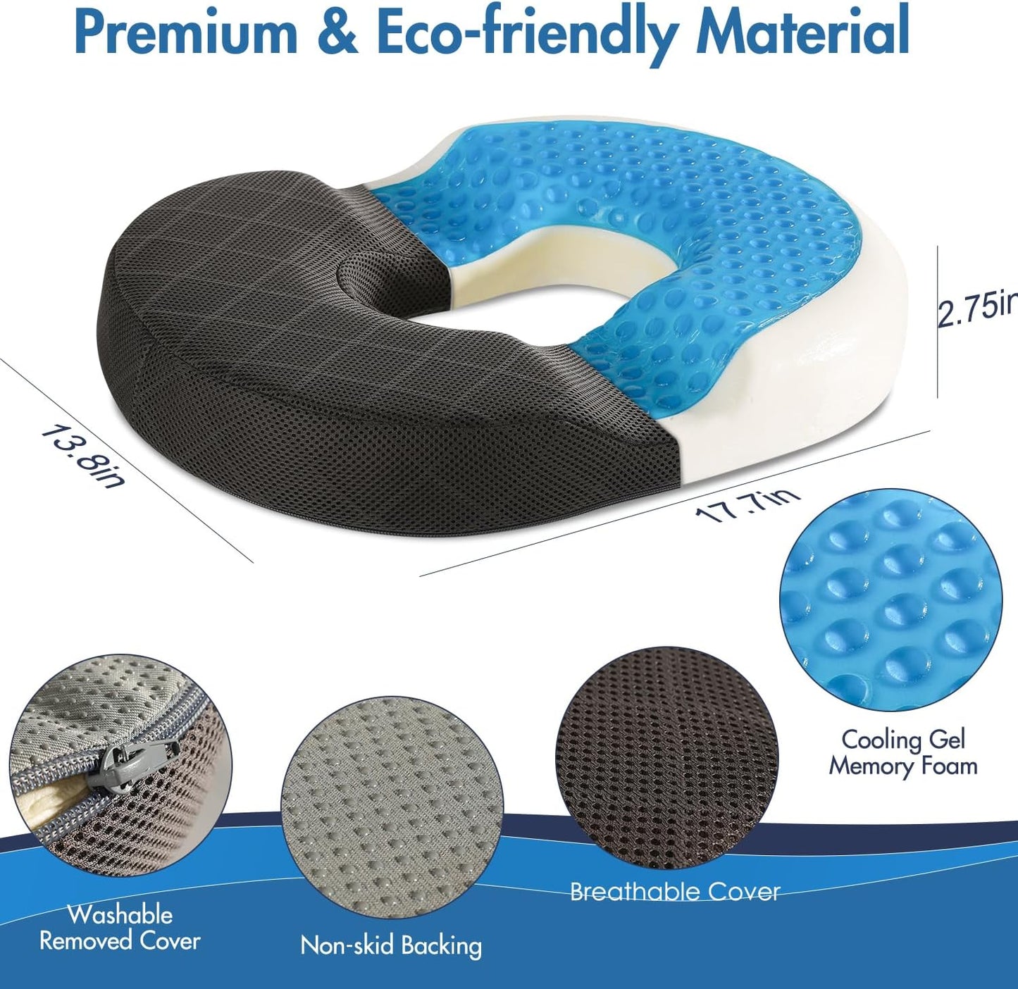 Gel Donut Cushion for Hemorrhoids & Tailbone Pain Relief