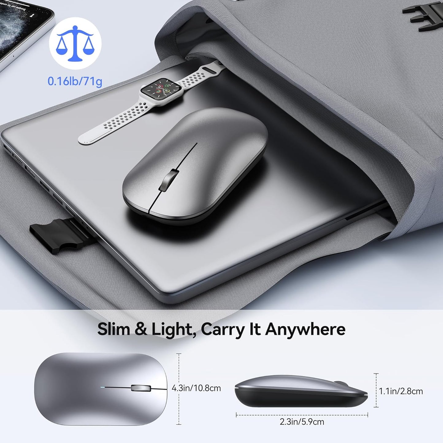 Wireless Mouse Bluetooth 5.0 3.0 2.4G Rechargeable Adjustable DPI