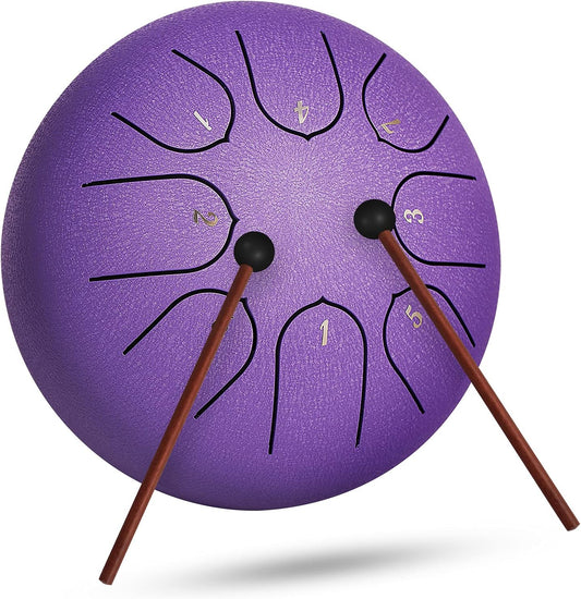 INMAKER 6‑inch 8‑Note C‑Key Steel Tongue Drum • Meditation • Yoga • Music Gift Set