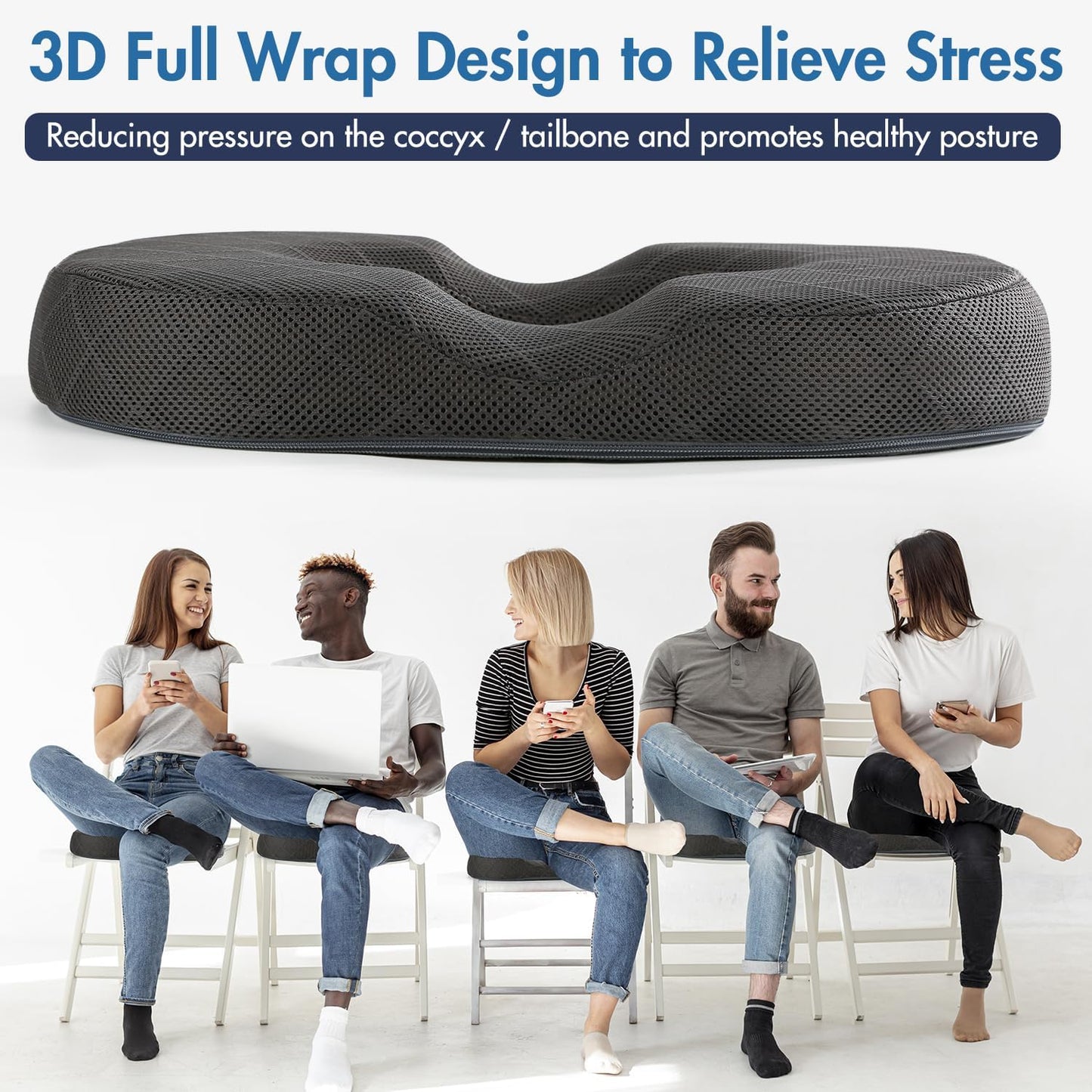 Gel Donut Cushion for Hemorrhoids & Tailbone Pain Relief