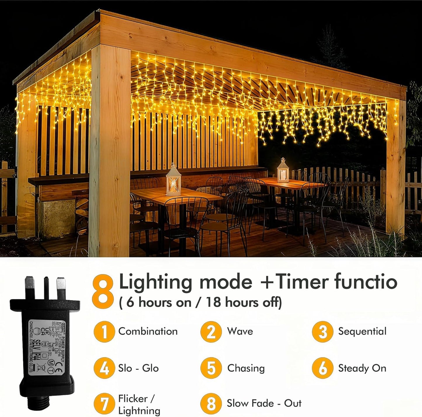 GYLEFY 20m 720 LED Warm White Outdoor Icicle Christmas Lights