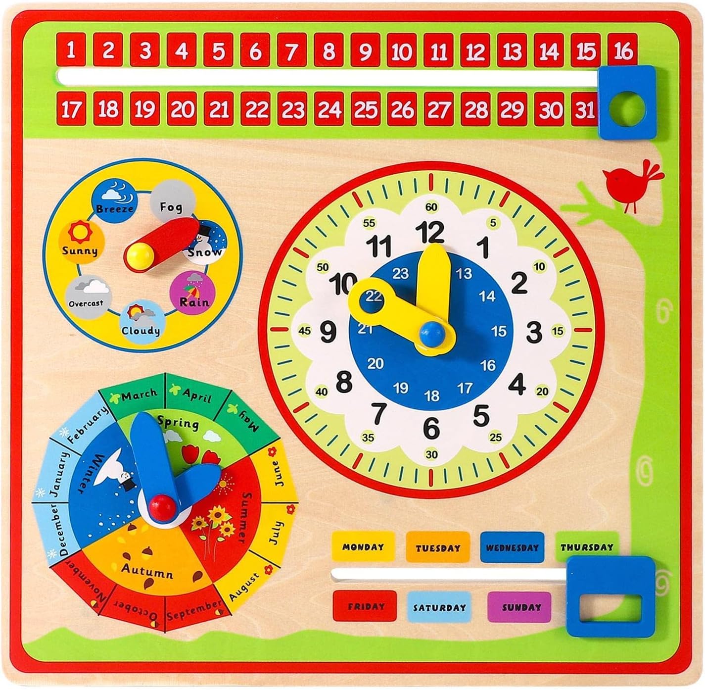 SOKA Wooden Kids Learning Calendar Weather & Time Board Montessori Toy B09MFFCW76