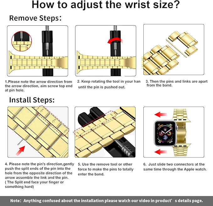MioHHR Stainless Steel Apple Watch Strap Metal Bracelet Band B0DKBDGS68