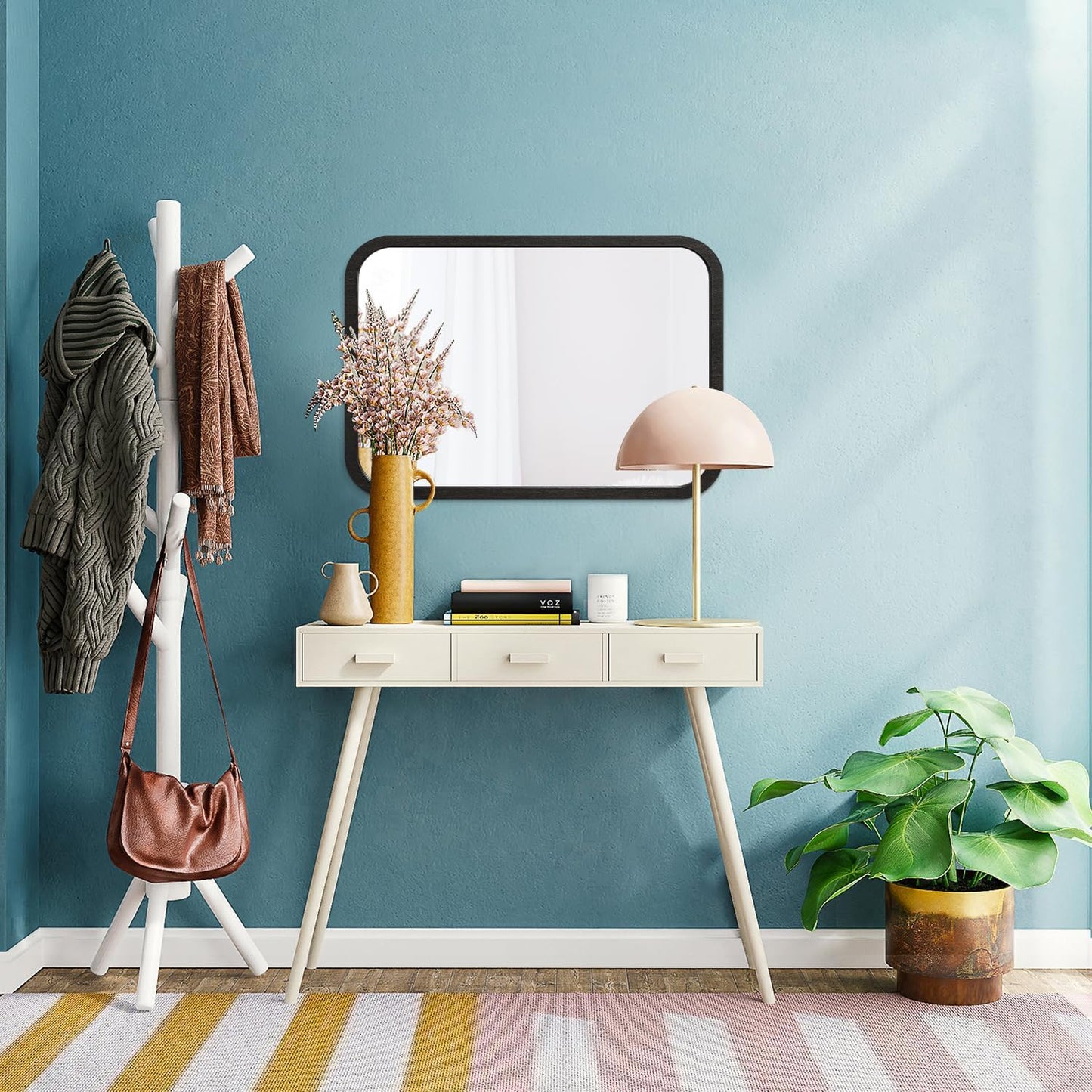 AOAOPQ Bathroom Mirror 18x26 Inch Wood Brown Farmhouse Wall Mirror