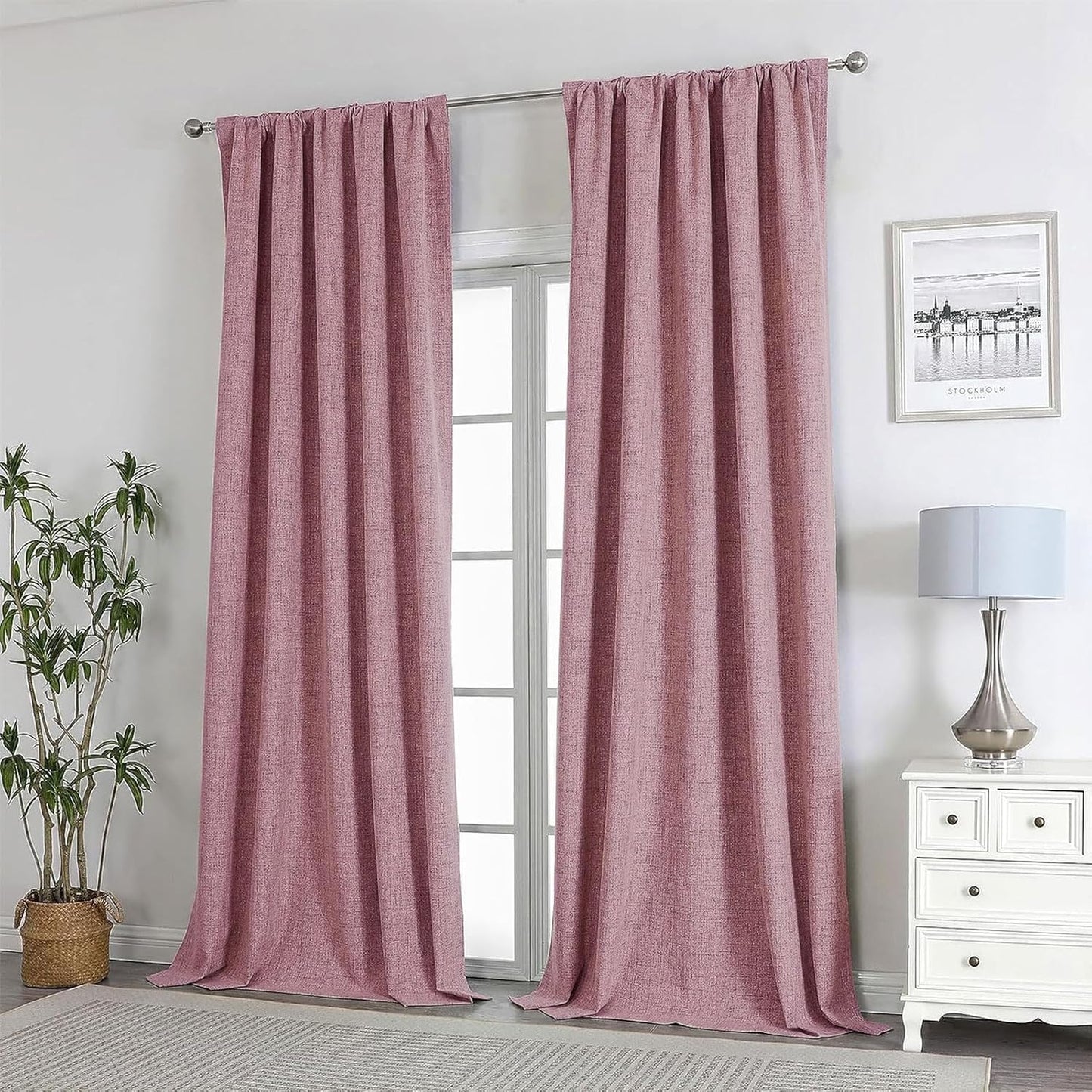 Blackout Curtains Thermal Insulated Room Darkening Eyelet Drapes 55x68"