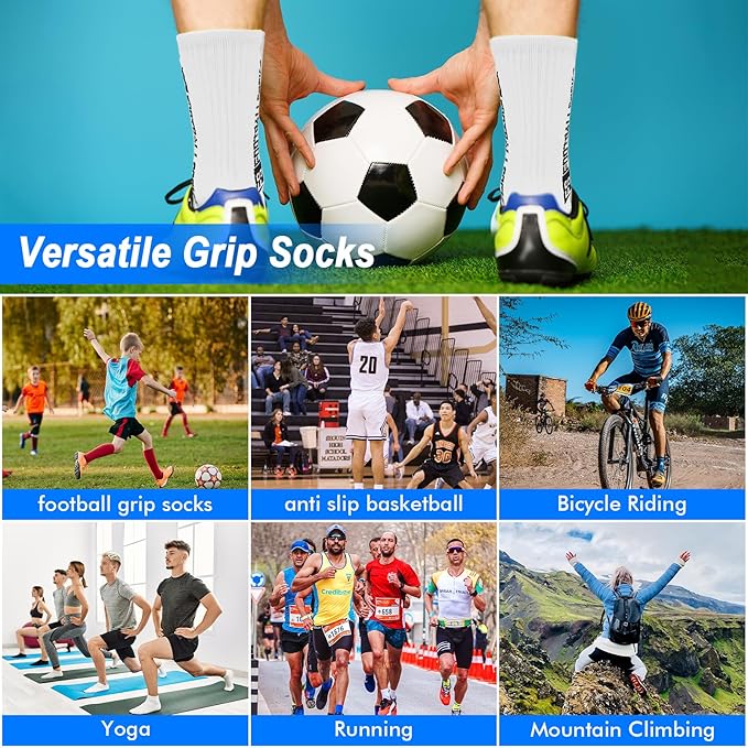 Football Grip Socks Non Slip Silicone Sports Socks Breathable 3 Pairs