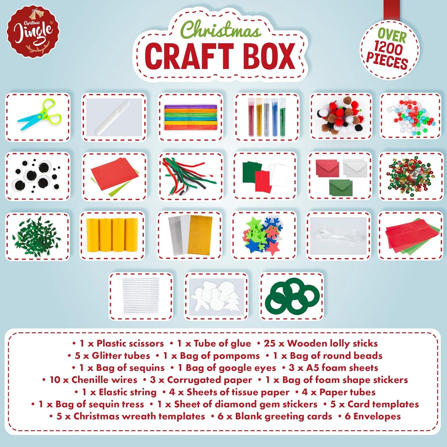 abeec Giant Christmas Craft Box 1200pcs Kids Art Set DIY Decorations