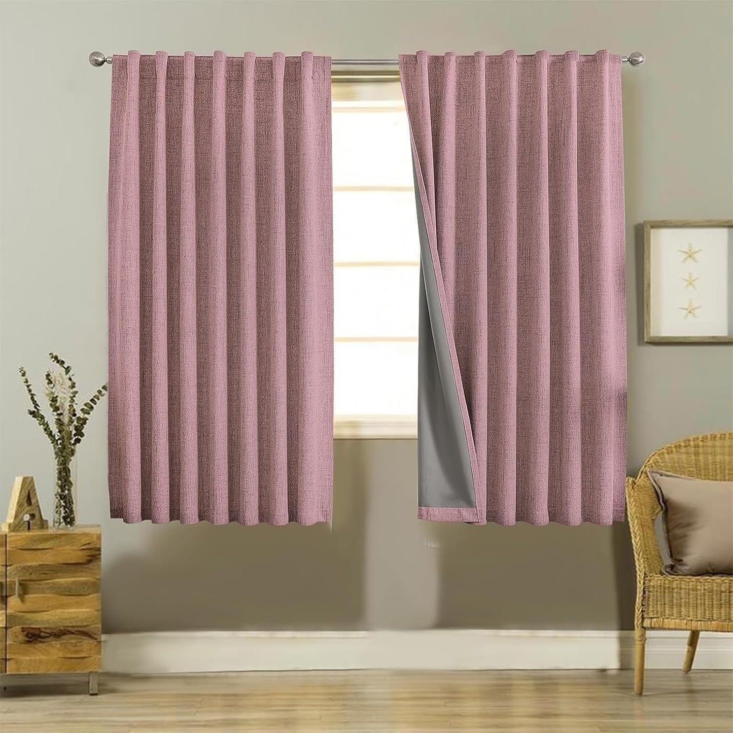 Blackout Curtains Thermal Insulated Room Darkening Eyelet Drapes 55x68"
