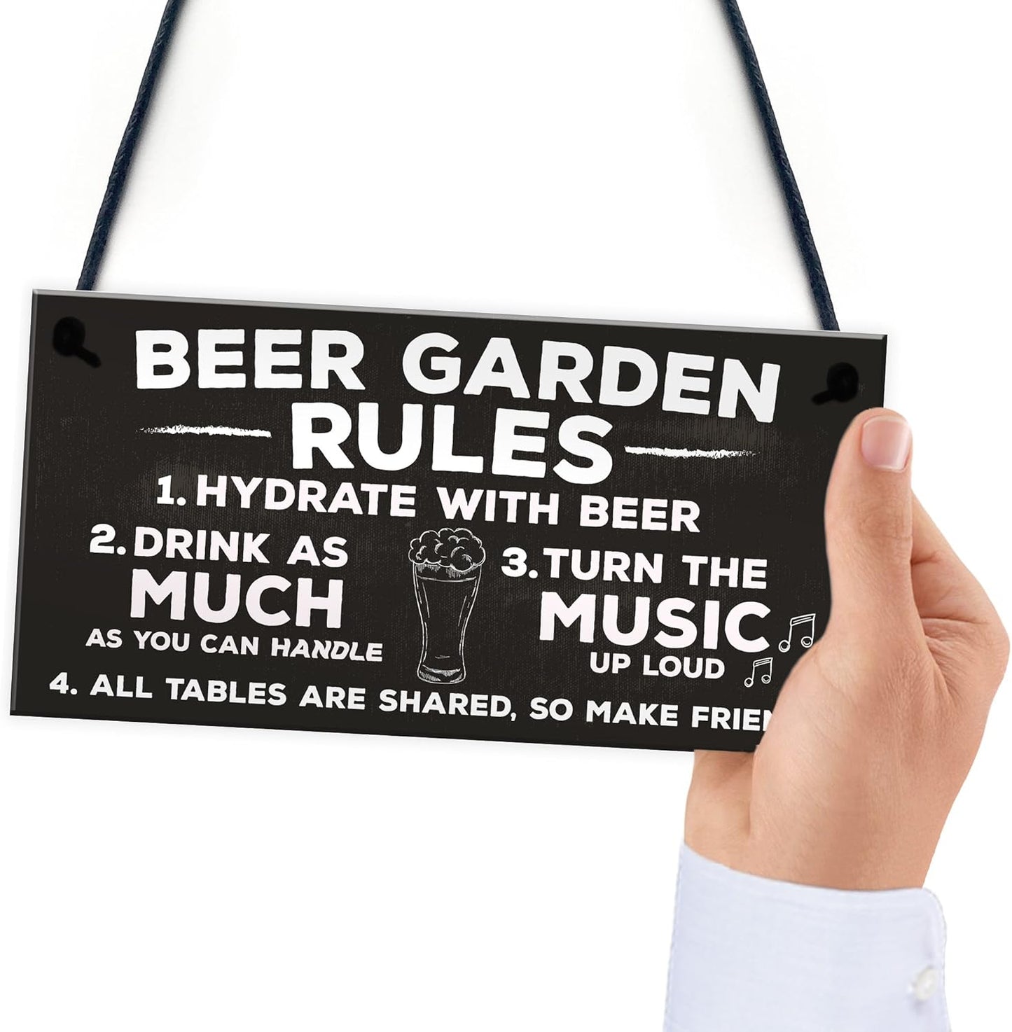 Red Ocean Beer Garden Rules Hanging Pub Shed Bar Plaque Alcohol Gift