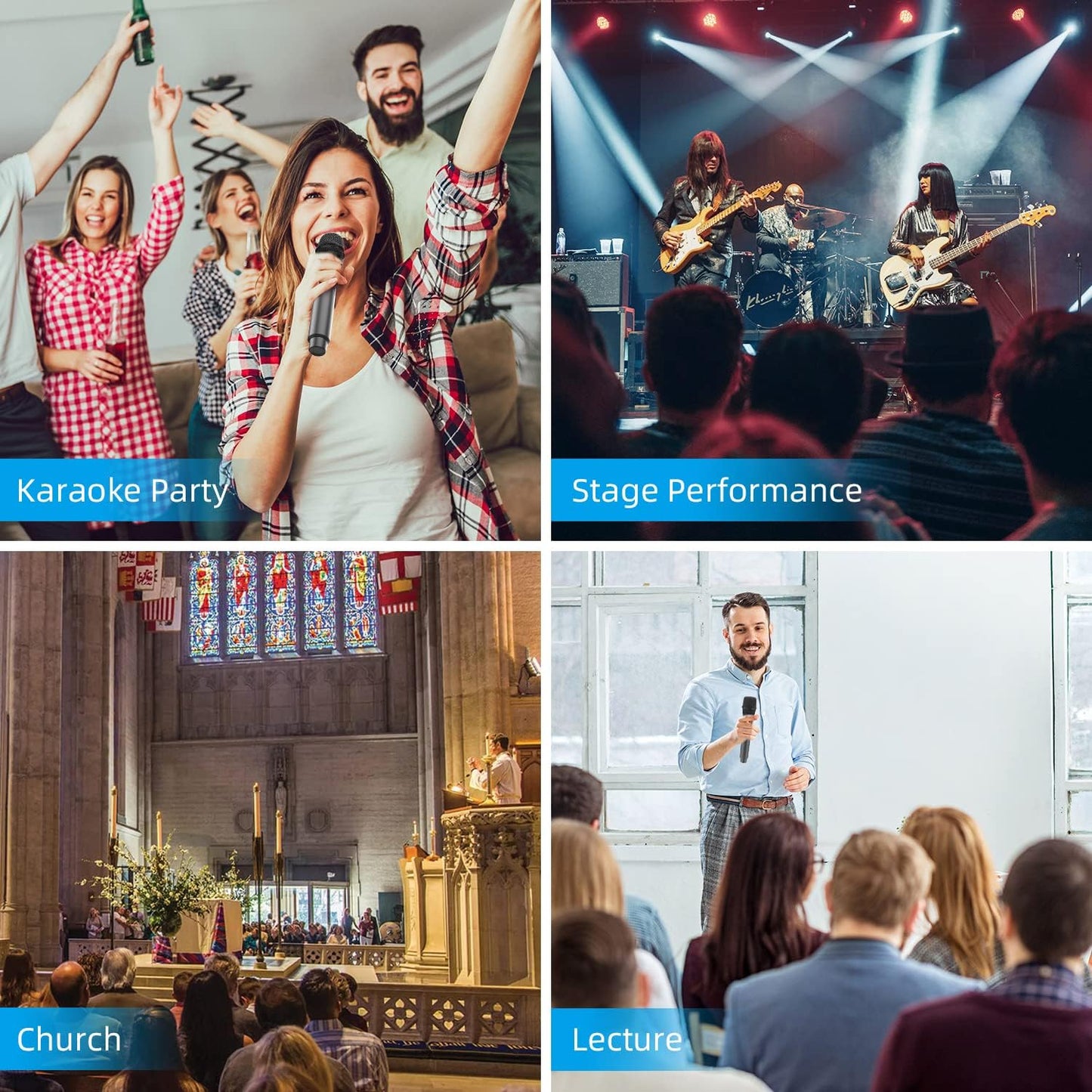 Aveek V8 Wireless Karaoke Mic System – 2 Handheld Mics + Rechargeable Receiver