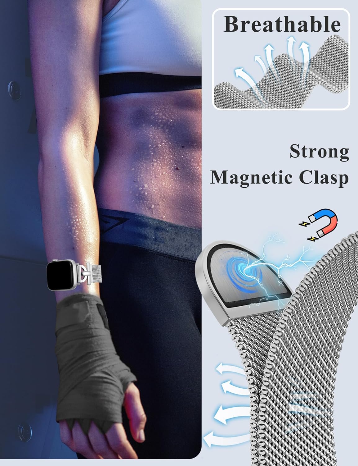 BEEXI Magnetic Adjustable Replacement Watch Strap Compatible Band