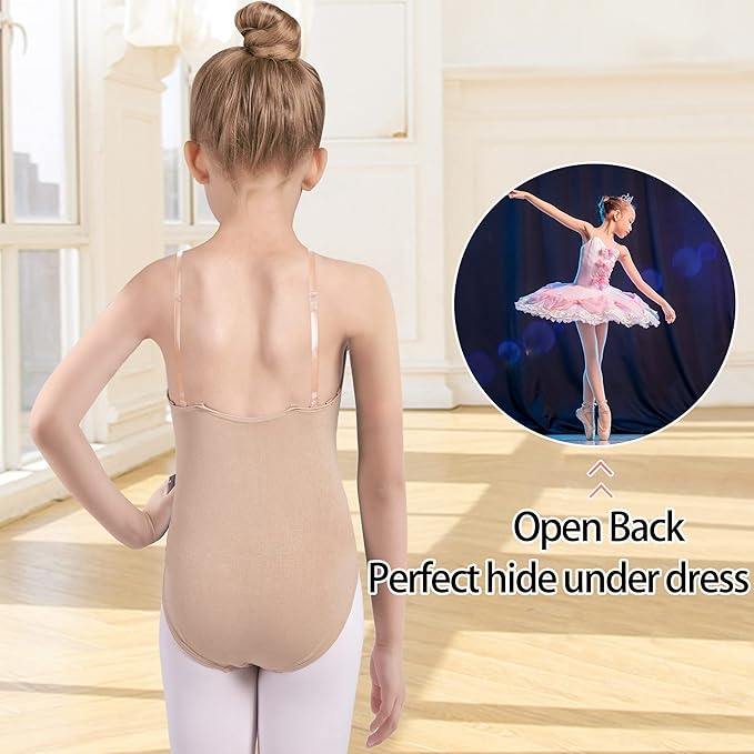 Girls Ballet Camisole Leotard Seamless Adjustable Straps Nude