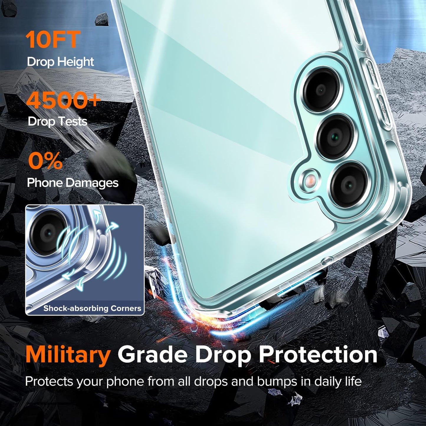 Samsung Galaxy A16 Clear Shockproof Case + 2 Screen Protectors