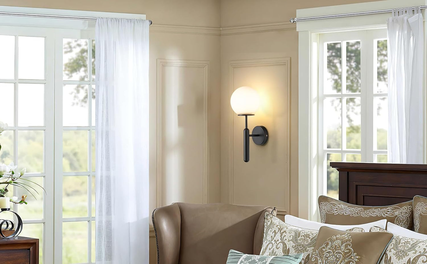 Battery Wall Sconces Set of 2 Remote Control Dimmable Glass Shade Lights