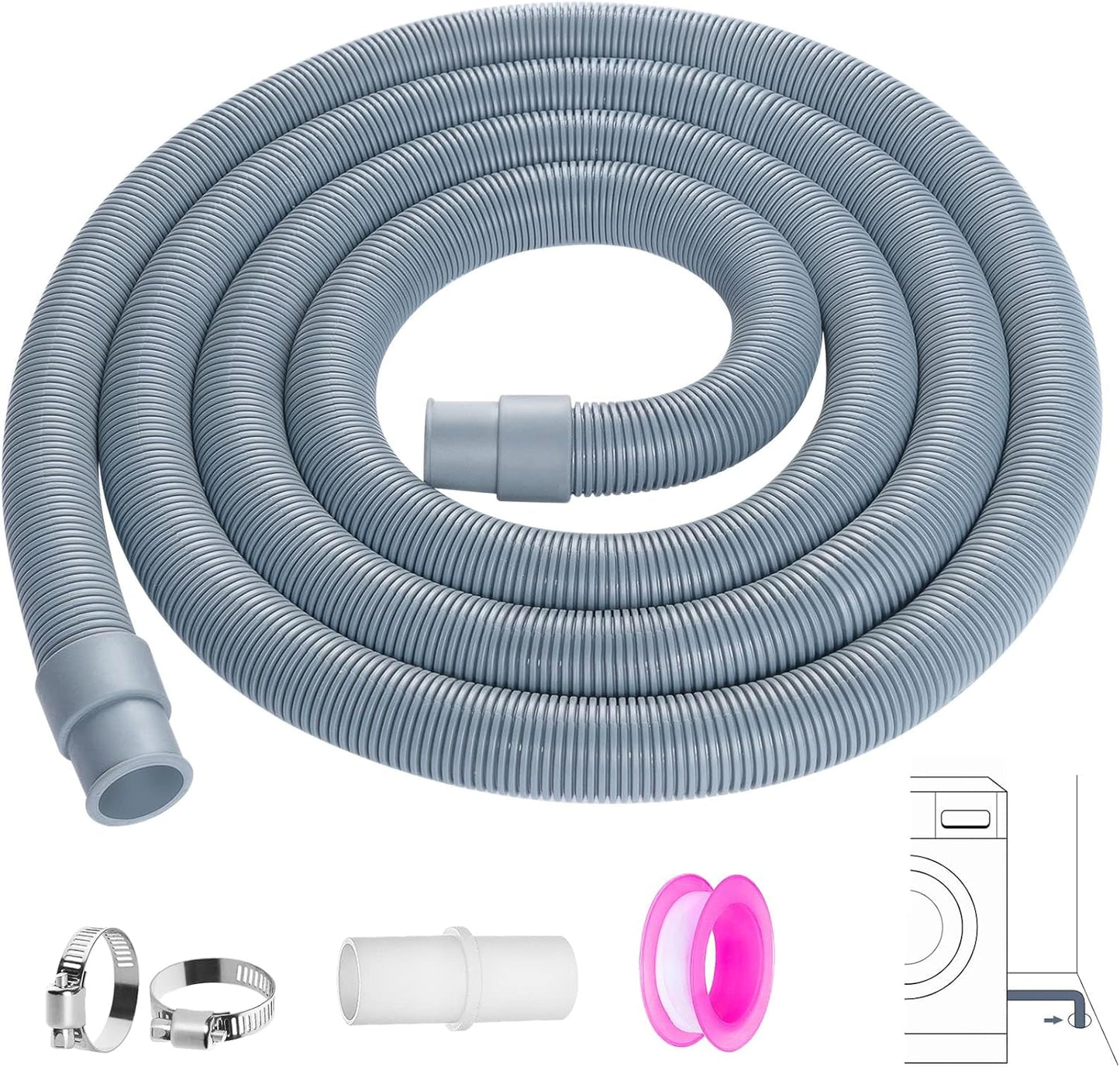 Universal Washing Machine Dishwasher Drain Hose Extension Kit 2.5m