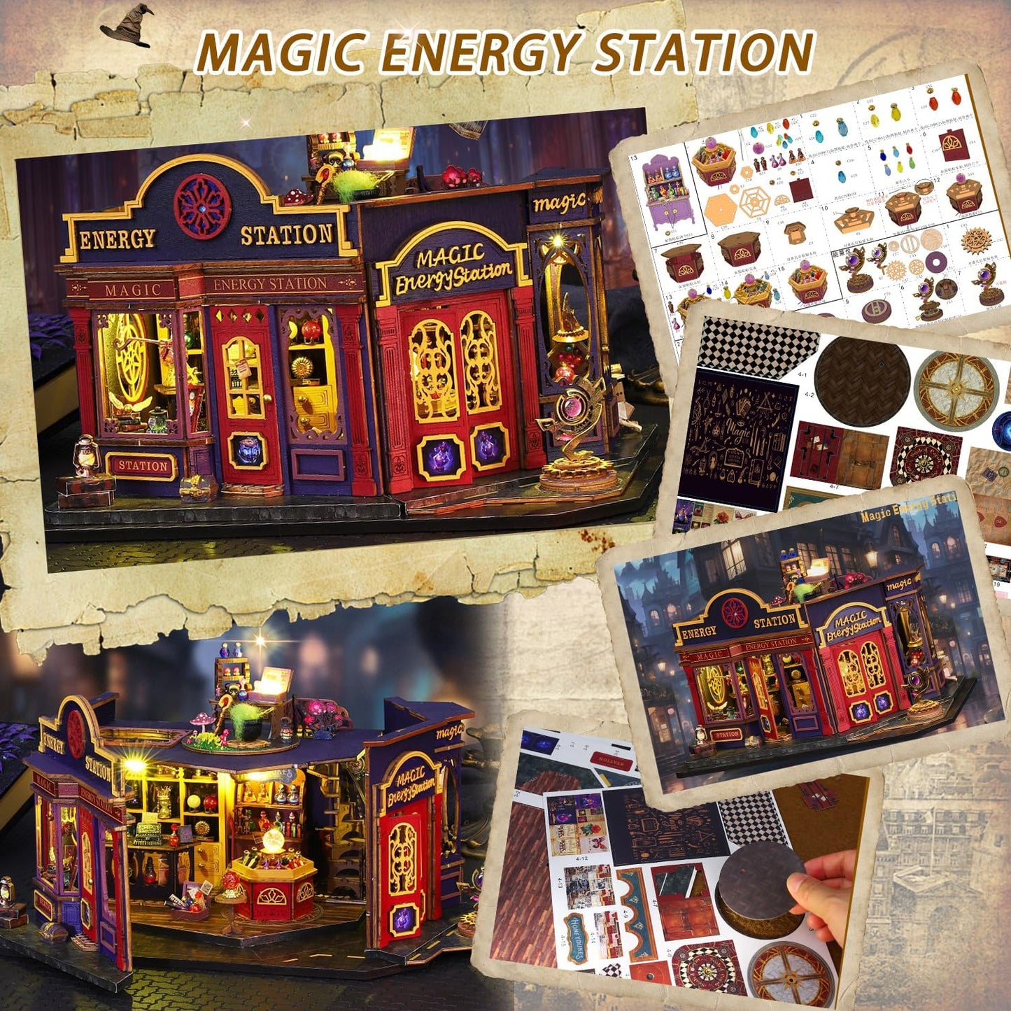 Mostop DIY Miniature Dollhouse Kit Wooden Magic LED House Craft Toy