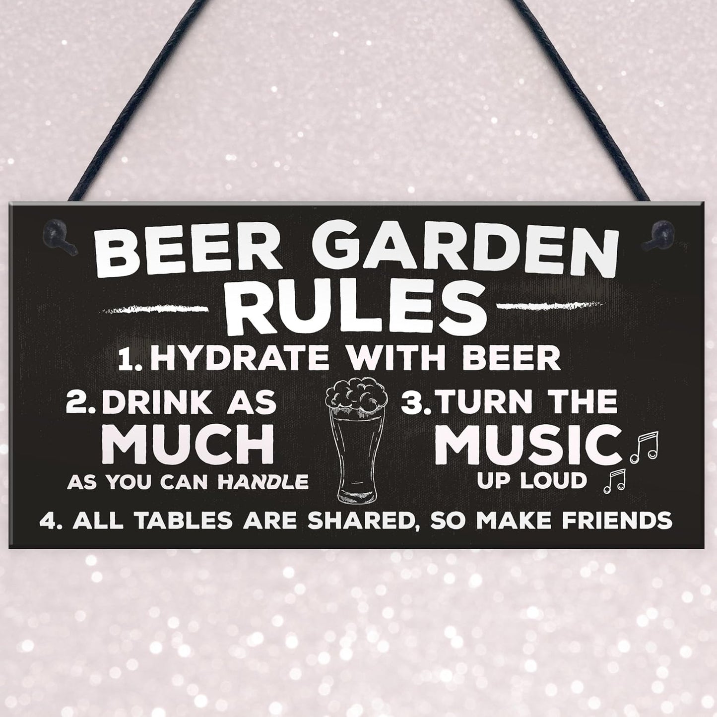Red Ocean Beer Garden Rules Hanging Pub Shed Bar Plaque Alcohol Gift