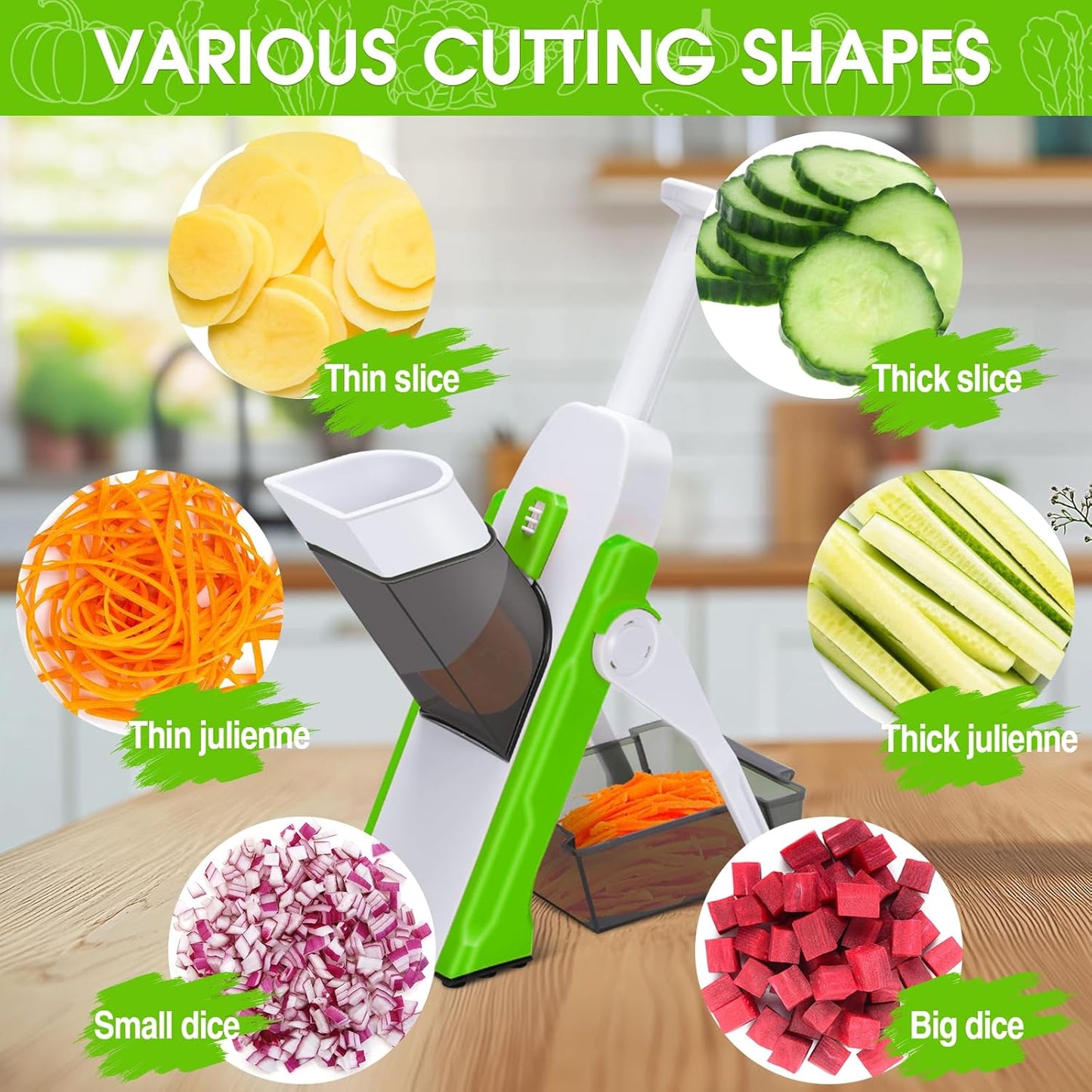 MASTERTOP Adjustable Mandoline Vegetable Slicer – Safe, 4‑Mode Cutter
