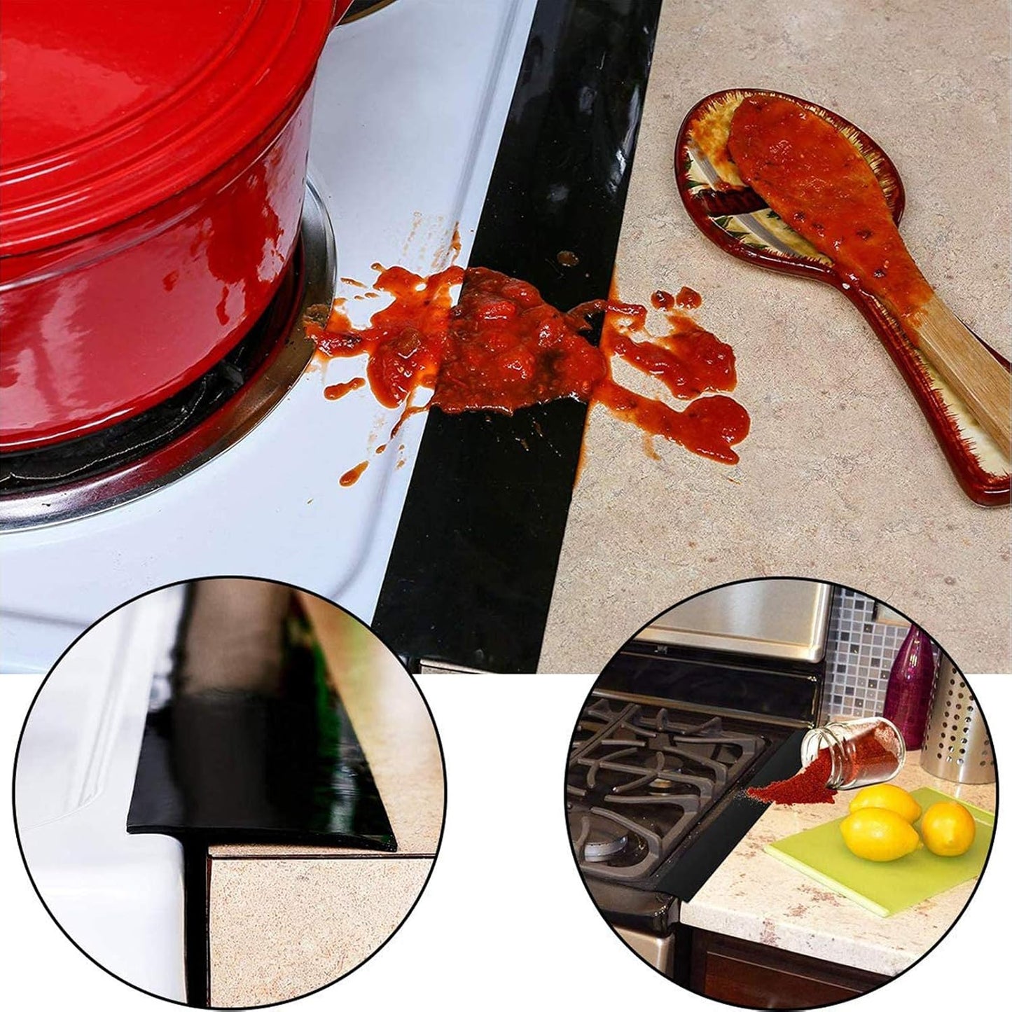 MSDADA 8pc Gas Hob Burner Covers & 2 Silicone Gap Protectors