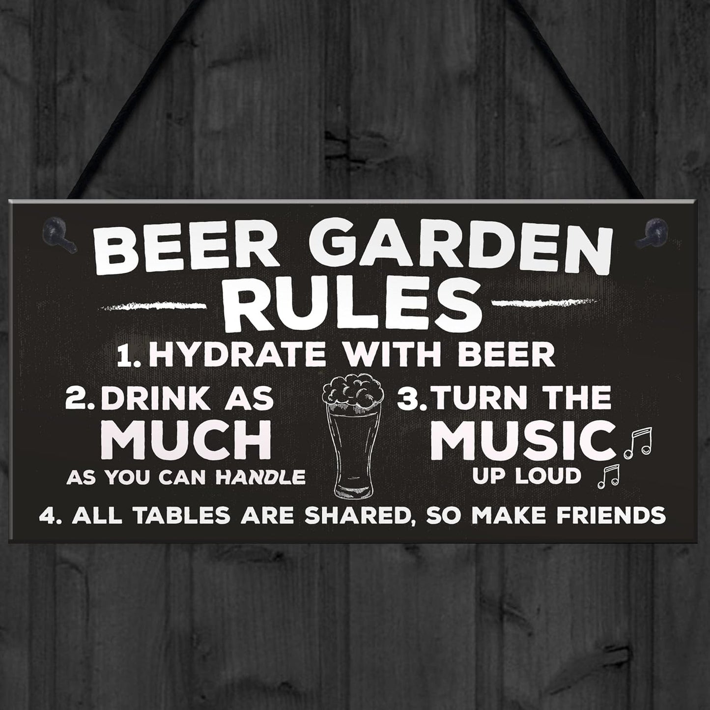 Red Ocean Beer Garden Rules Hanging Pub Shed Bar Plaque Alcohol Gift