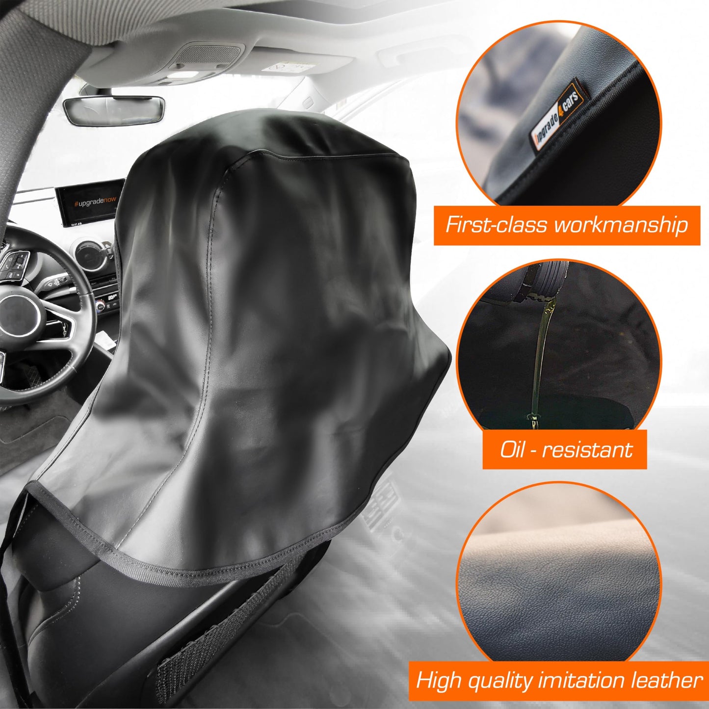 Waterproof Car Seat Cover Universal Heavy Duty Faux Leather Front Seat Protector - Artificial Leather W3