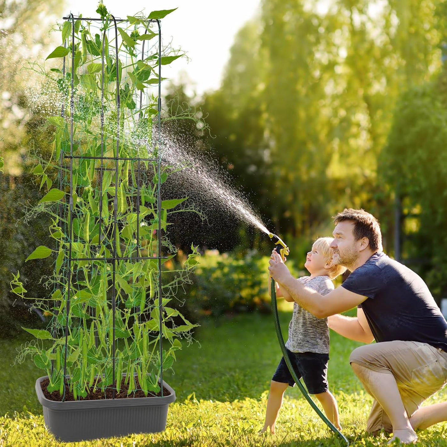 JonesHouseDeco 2Pcs Self-Watering Planter with Trellis for Veggies & Vines