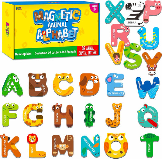 Large Magnetic Animal Alphabet Letters – Safe, Colourful ABC Learning Magnets